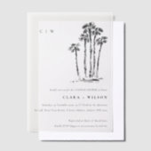 Tropical Coastal Palm Tree Sketch Paare Dusche Pergament Einladungen (Versetzt)