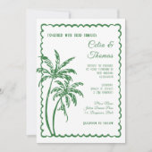 Tropical Coastal Retro Beach Destination Wedding  Einladung (Vorderseite)