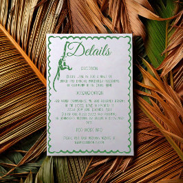 Tropical Coastal Retro Destination Wedding Details Begleitkarte