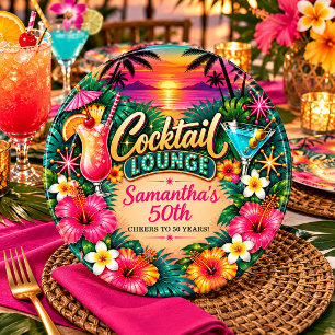 Tropical Cocktail Lounge 50. Geburtstag  Pappteller