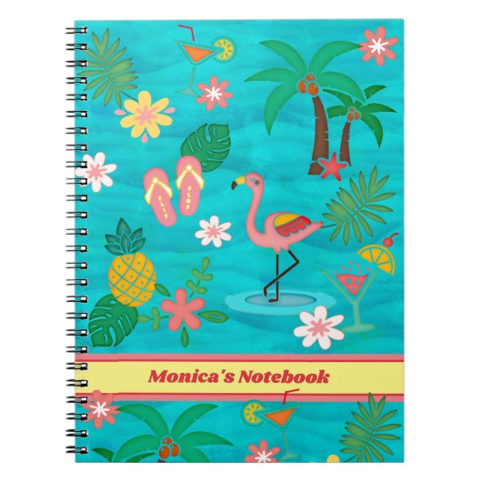 Tropical Collage Notebook mit Ihrem Titel Notizblock (Vorderseite)