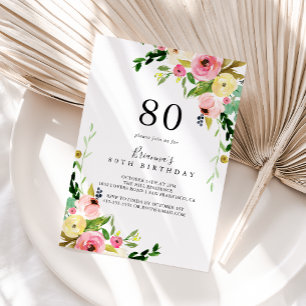 Tropical Colorful Fall Floral 80. Geburtstagsparty Einladung