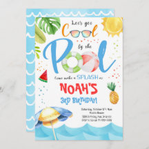 Tropical Cool Pool Party Geburtstag Einladung