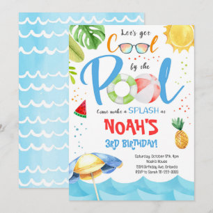 Tropical Cool Pool Party Geburtstag Einladung