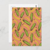 Tropical Coral Banana Leaf Muster Postkarte (Vorne/Hinten)