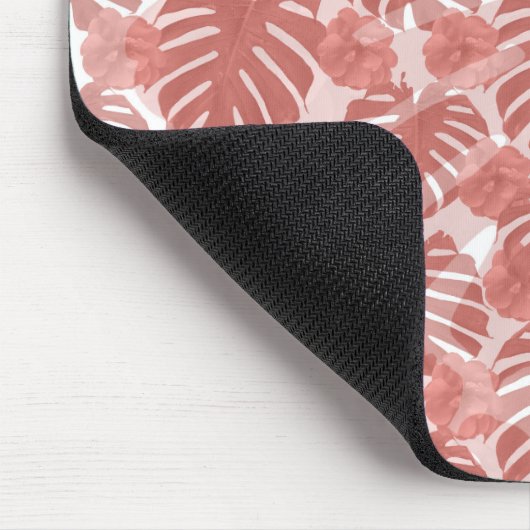 Tropical Coral Monstera Palm Blätter Muster Mousepad (Ecke)