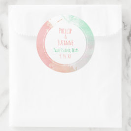 Tropical Coral Neo Mint Wedding Umschlag Aufkleber