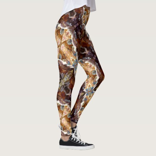 Tropical Coral Ocean Pattern Brown Leggings (Rechts)