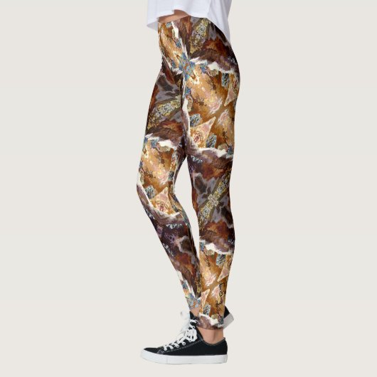 Tropical Coral Ocean Pattern Brown Leggings (Links)