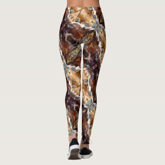 Tropical Coral Ocean Pattern Brown Leggings (Rückseite)