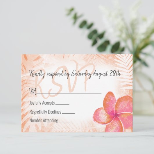 Tropical Coral Pink Plumeria UAWG Enclosure Card Hinweiskarte (Stehend Vorderseite)