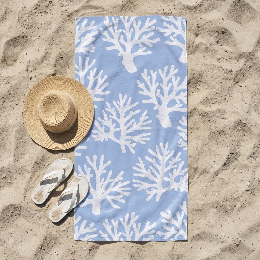 Tropical Coral Soft Blue White Strandtuch