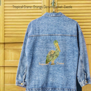 Tropical Crane-Orange Denim Jacket Jeansjacke