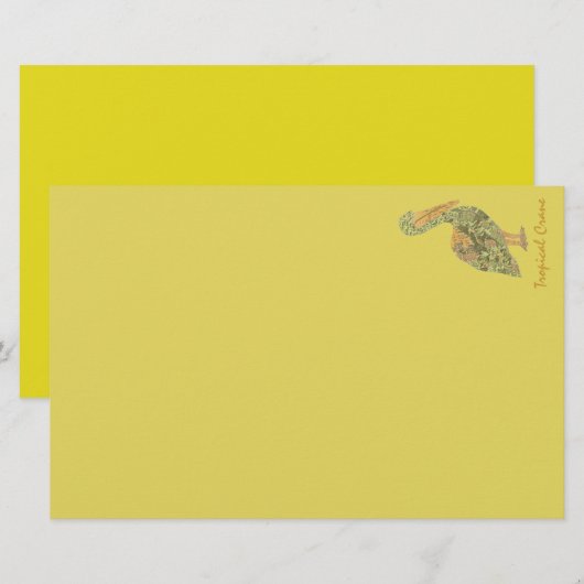 Tropical Crane Stationery Briefpapier (Vorne/Hinten)