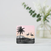 *~* Tropical Crystal Agate Palm Tree Flamingo Quadratische Visitenkarte (Stehend Vorderseite)