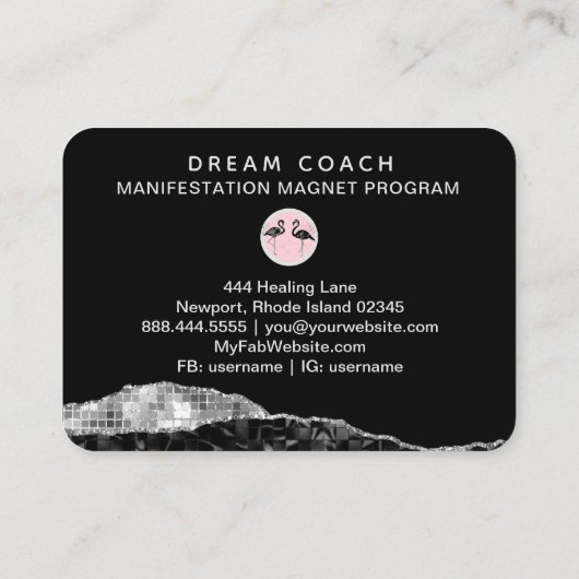 *~* Tropical Crystal Agate Palm Tree Flamingo Visitenkarte (Rückseite)