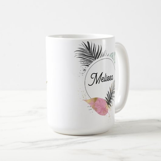 Tropical Custom Name Coffee Mug Kaffeetasse (VorderseiteRechts)