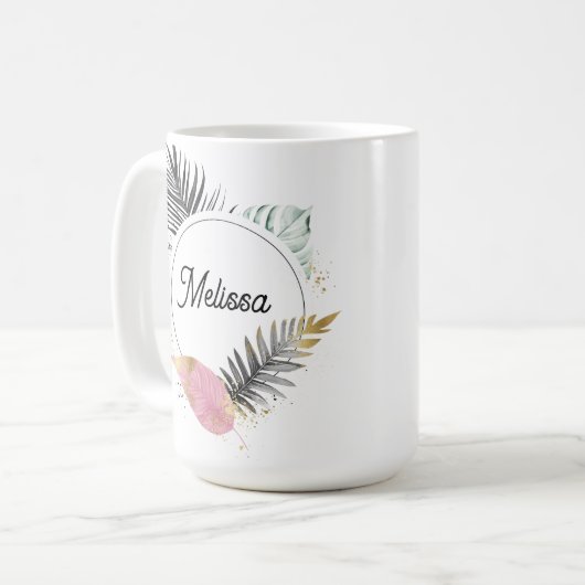 Tropical Custom Name Coffee Mug Kaffeetasse (Vorderseite Links)