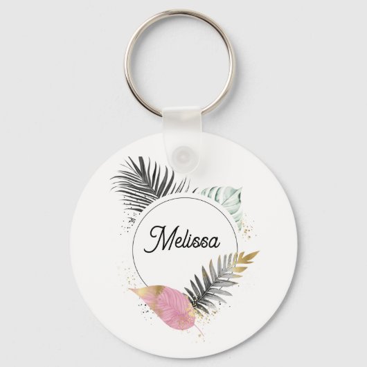 Tropical Custom Name Keychain Schlüsselanhänger (Vorderseite)