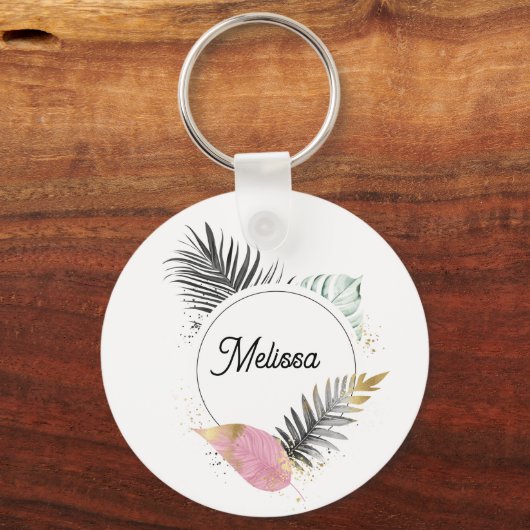 Tropical Custom Name Keychain Schlüsselanhänger (Rückseite)