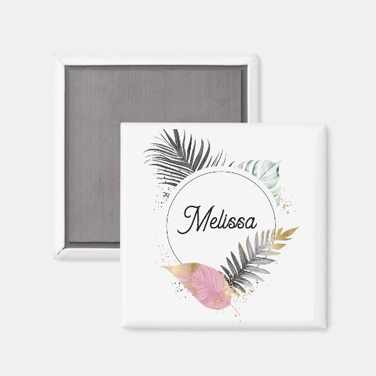 Tropical Custom Name Magnet (Vorderseite/Rückseite)