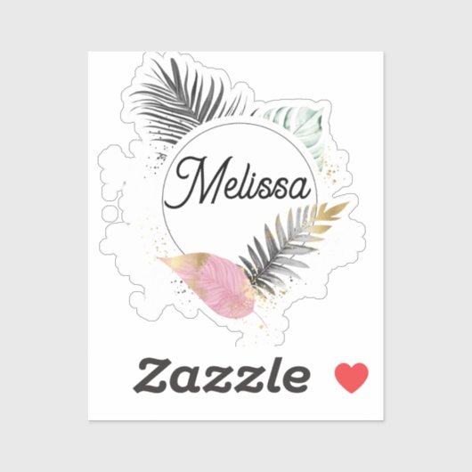 Tropical Custom Name Sticker (Blatt)