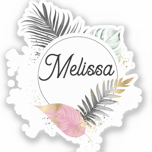 Tropical Custom Name Sticker (Vorderseite)