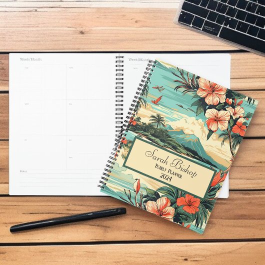 Tropical Customizable Annual Planner Hardcover Planer