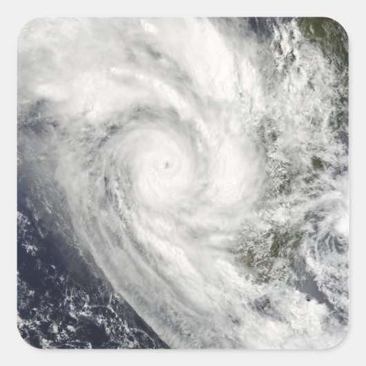 Tropical Cyclone Fanele über Madagaskar Quadratischer Aufkleber (Vorderseite)