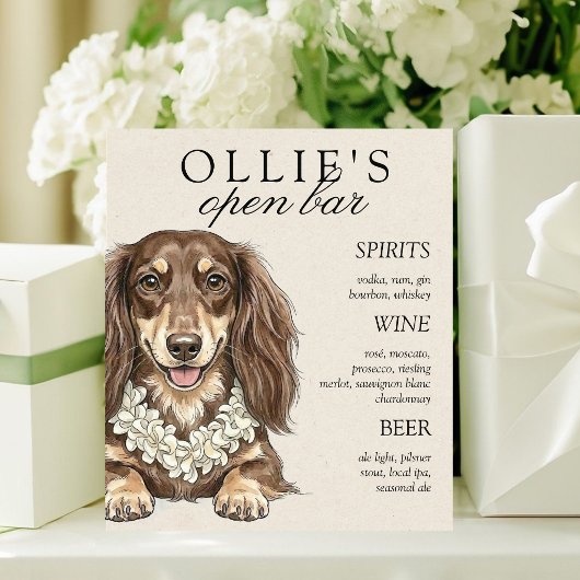 Tropical Dachshund Wedding Bar Menu Sockelschild