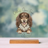 Tropical Dachshund Wedding Drinks On Me Acrylschild (Neutral)