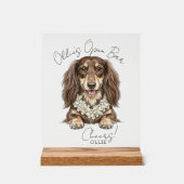 Tropical Dachshund Wedding Drinks On Me Acrylschild (Vorderseite)