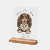 Tropical Dachshund Wedding Drinks On Me Acrylschild (Winkel)