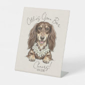 Tropical Dachshund Wedding Drinks On Me Sockelschild (Vorderseite)