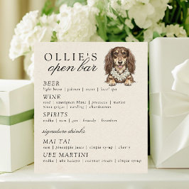 Tropical Dachshund Wedding Open Bar Menu Sockelschild