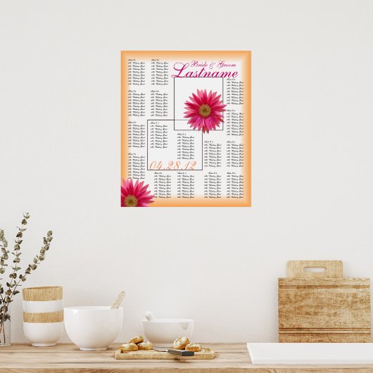 Tropical Daisy Wedding Guest Seating Chart Poster (Küche)
