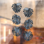 Tropical Dark Blue Set von 6 Jungle-Blätter Fensteraufkleber (Blatt 2)