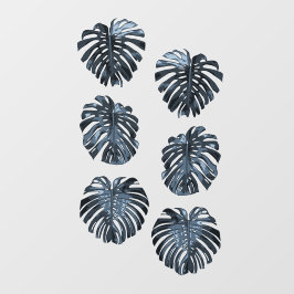 Tropical Dark Blue Set von 6 Jungle-Blätter Fensteraufkleber