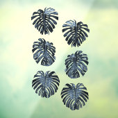 Tropical Dark Blue Set von 6 Jungle-Blätter Fensteraufkleber (Blatt 3)