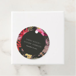 Tropical Dark Boho Live Red Blush Floral Wedding Geschenkanhänger