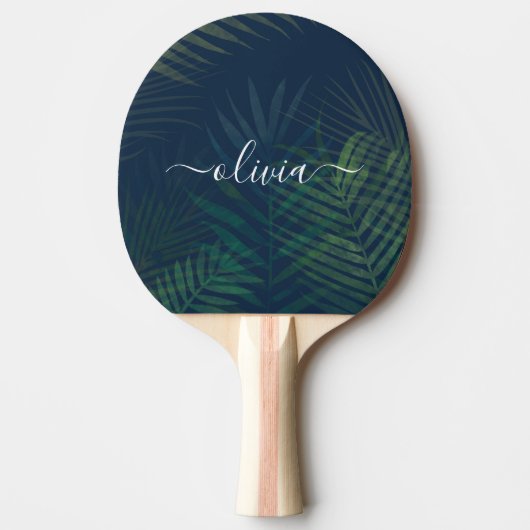 Tropical Dark Green Palm Blätter Ping Pong Paddle Tischtennis Schläger (Vorderseite)