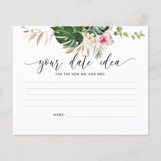 Tropical Date Nacht Ideen. Date jar card (Vorderseite)