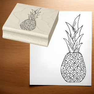 Tropical Delight Einfache Kontur Ananas Art Gummistempel