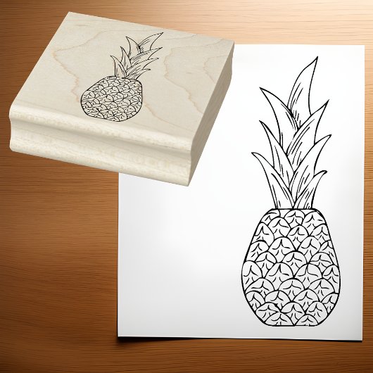 Tropical Delight Einfache Kontur Ananas Art Gummistempel