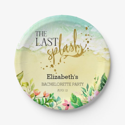 Tropical Der letzte Splash Junggeselinnen-Abschied Pappteller (Vorderseite)