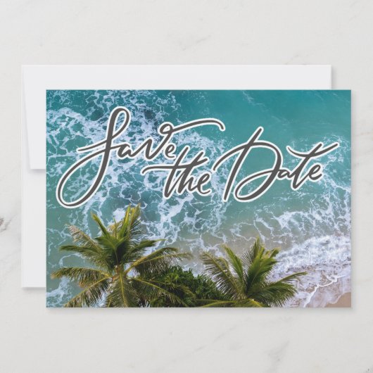 Tropical Destination Beach Wedding Foto Save The Date (Vorderseite)