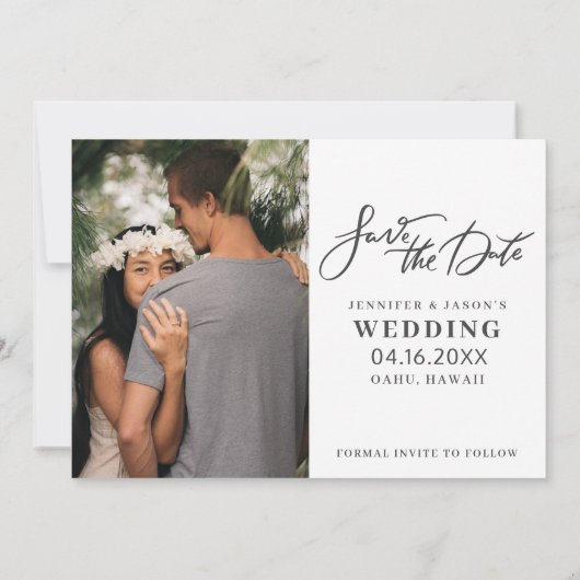 Tropical Destination Beach Wedding Foto Save The Date (Rückseite)