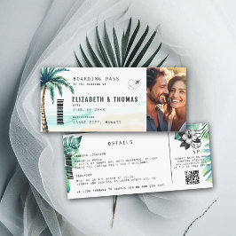 Tropical Destination Boarding Pass Beach Hochzeit Einladung