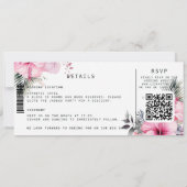 Tropical Destination Boarding Pass Blumenhochzeit Einladung (Rückseite)
