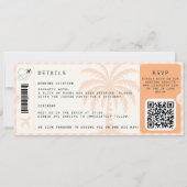 Tropical Destination Boarding Pass Palm QR Hochzei Einladung (Rückseite)